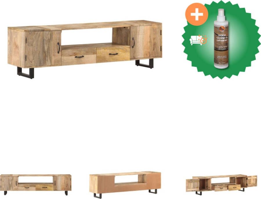VidaXL Tv-meubel 160x30x45 cm massief mangohout Kast Inclusief Houtreiniger en verfrisser
