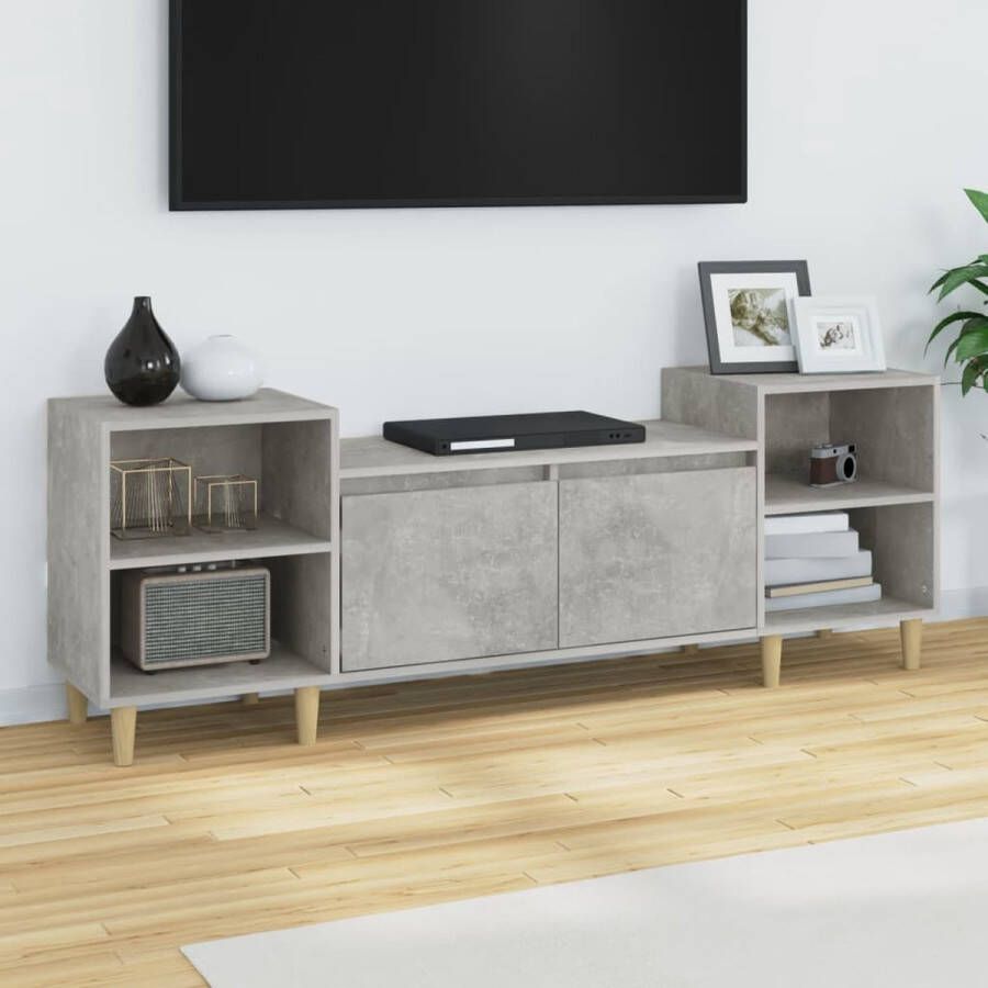 VidaXL -Tv-meubel-160x35x55-cm-bewerkt-hout-betongrijs - Foto 1