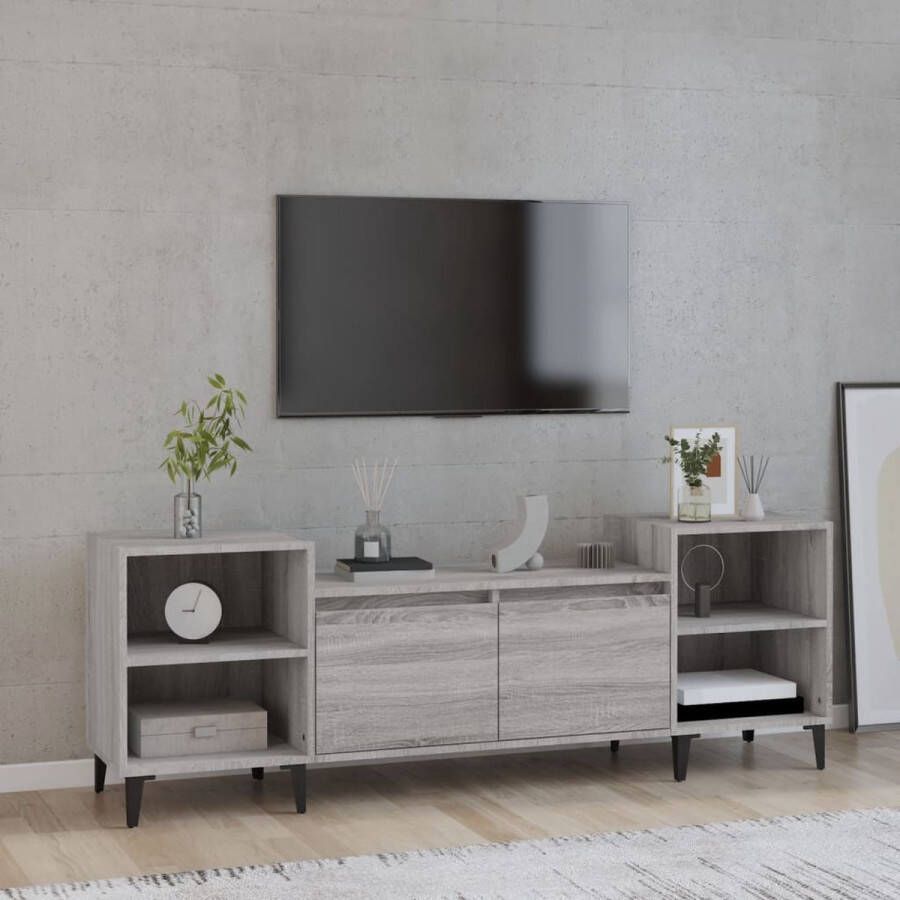 VidaXL -Tv-meubel-160x35x55-cm-bewerkt-hout-grijs-sonoma-eikenkleurig - Foto 3