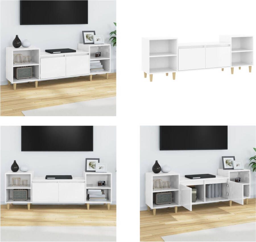 VidaXL Tv-meubel 160x35x55 cm bewerkt hout hoogglans wit Tv-kast Tv-kasten Tv-meubel Hifi-meubel