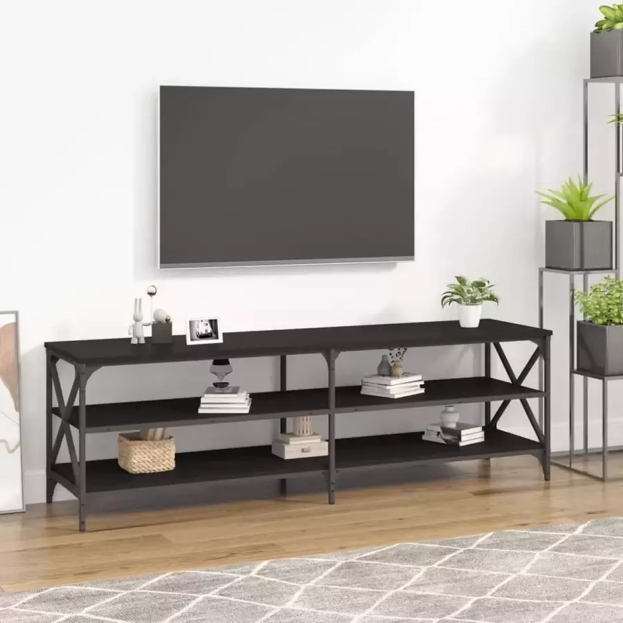 VidaXL -Tv-meubel-160x40x50-cm-bewerkt-hout-zwart - Foto 3