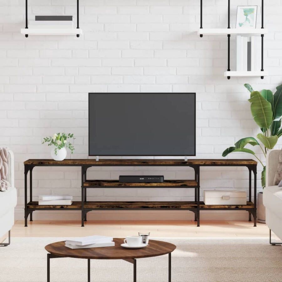 VidaXL Tv meubel 161x35x45 cm spaanplaat en ijzer kleur smoked eiken