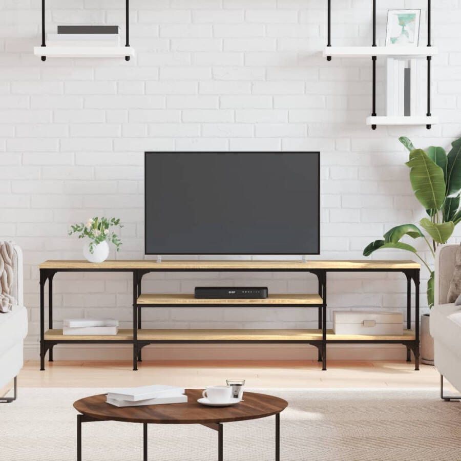 VidaXL Tv meubel 161x35x45 cm spaanplaat en ijzer lichtbruin