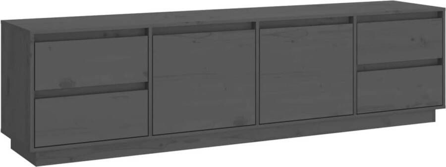 VidaXL Tv-meubel 176x37x47 5 cm Grenenhout Grijs Televisie Kast Houten Tv Stand Grenoble Hout Grijze Tv Kast Vintage Tv Meubels Salontafel Woonkamerdecoratie Tv Tafel
