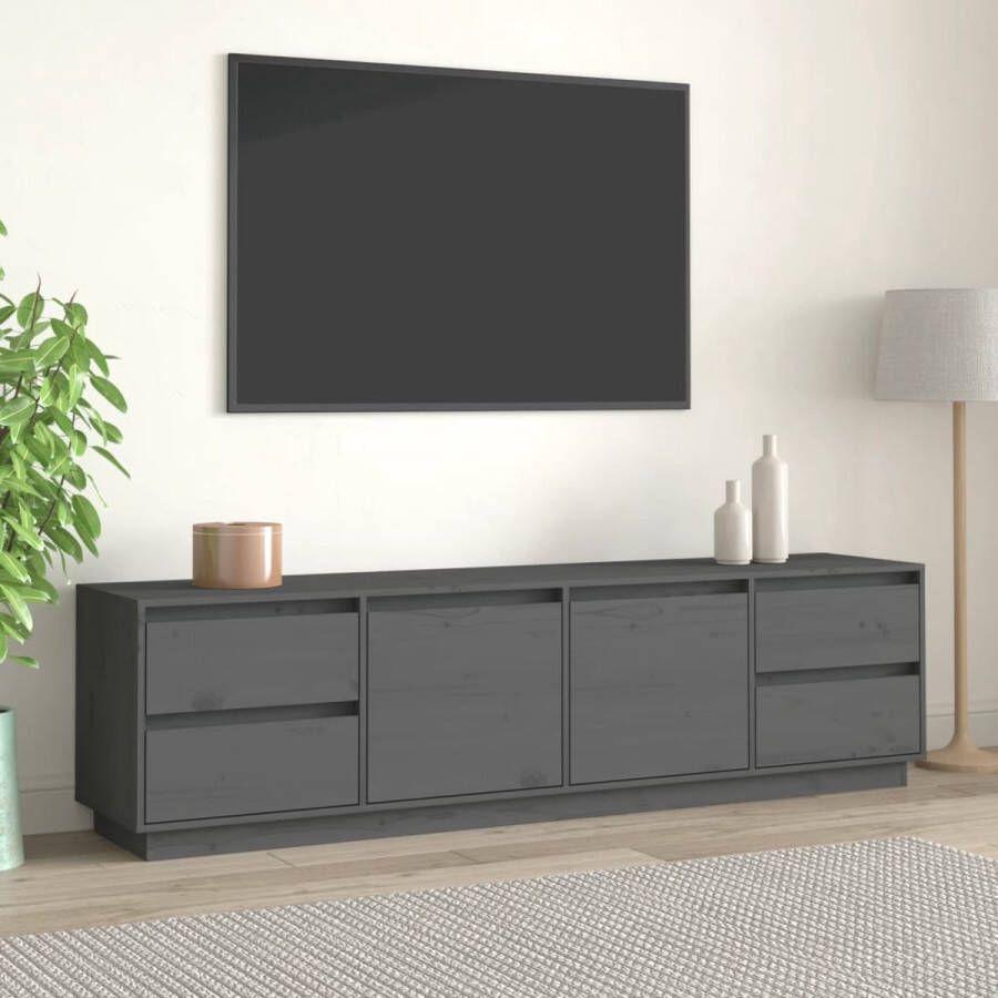 VidaXL -Tv-meubel-176x37x47 5-cm-massief-grenenhout-grijs - Foto 3