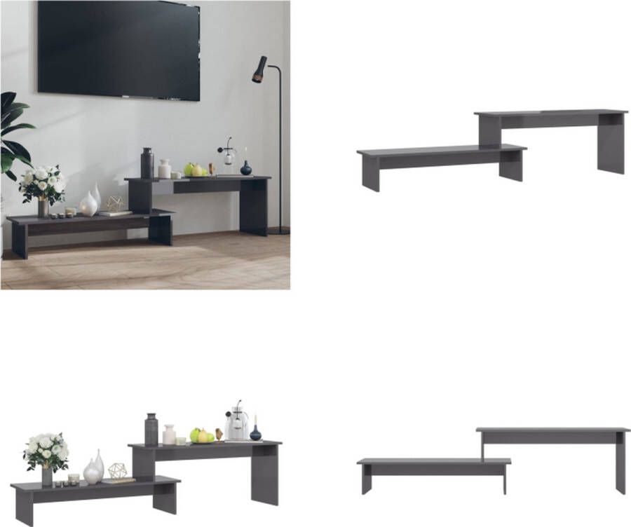 VidaXL Tv-meubel 180x30x43 cm bewerkt hout hoogglans grijs Tv-meubel Tv-meubels Tv-meubelen Tv-meubilair