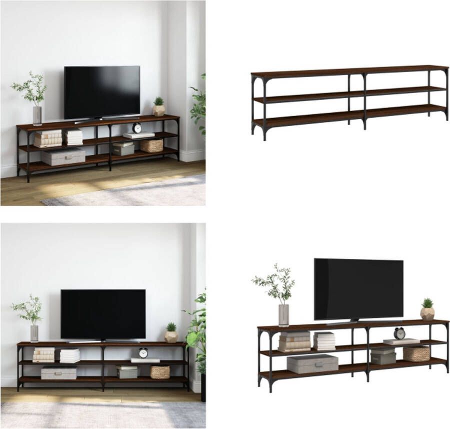 VidaXL Tv-meubel 180x30x50 cm bewerkt hout metaal bruineikenkleurig Tv Meubel Tv Meubels Tv Wandmeubel Tv Tafel