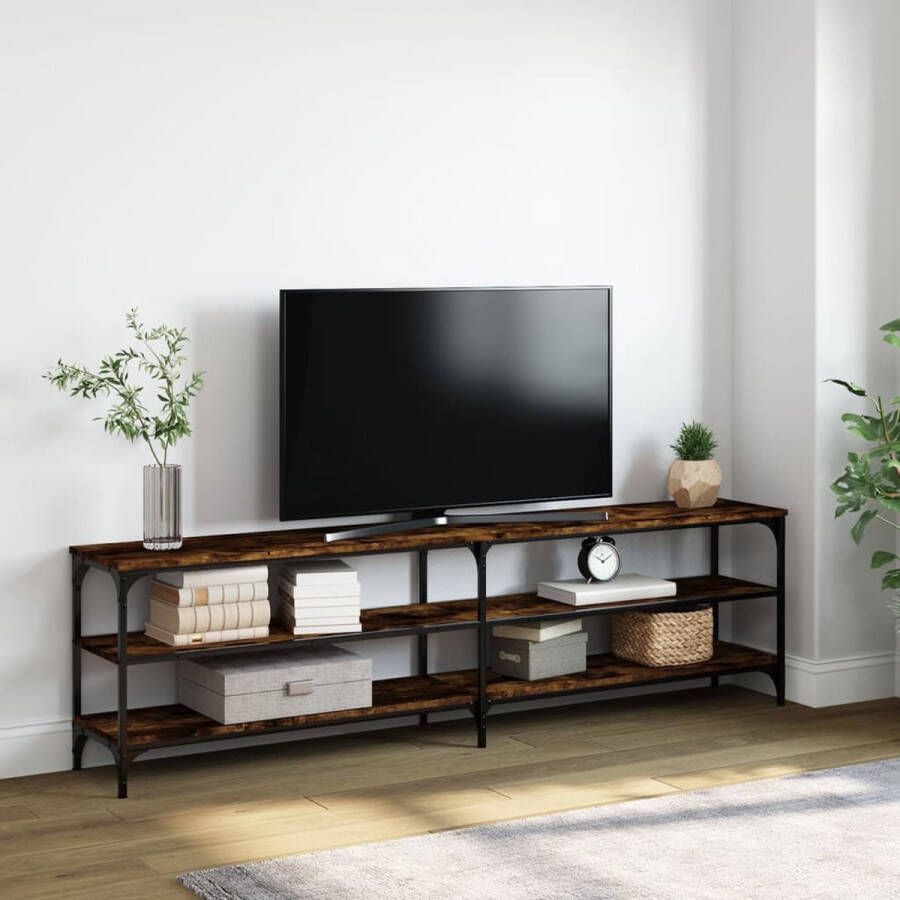 VidaXL -Tv-meubel-180x30x50-cm-bewerkt-hout-metaal-gerookt-eikenkleurig