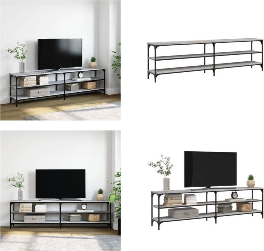 VidaXL Tv-meubel 180x30x50 cm bewerkt hout metaal grijs sonoma eiken Tv Meubel Tv Meubels Tv Wandmeubel Tv Tafel