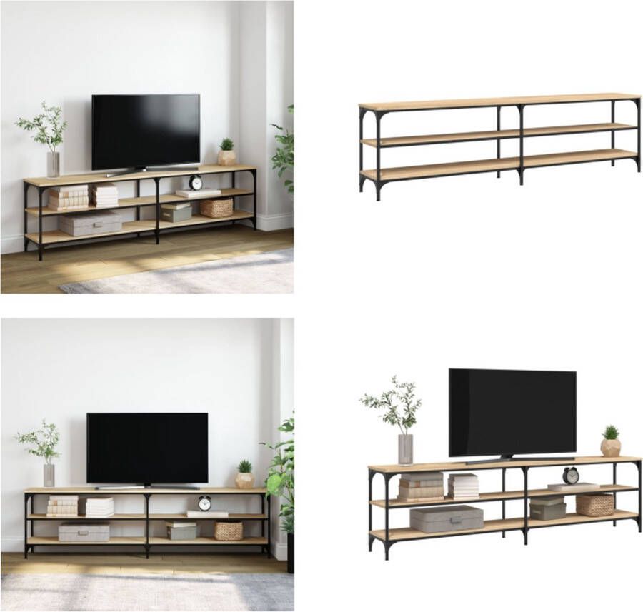 VidaXL Tv-meubel 180x30x50 cm bewerkt hout metaal sonoma eikenkleurig Tv Meubel Tv Meubels Tv Wandmeubel Tv Tafel