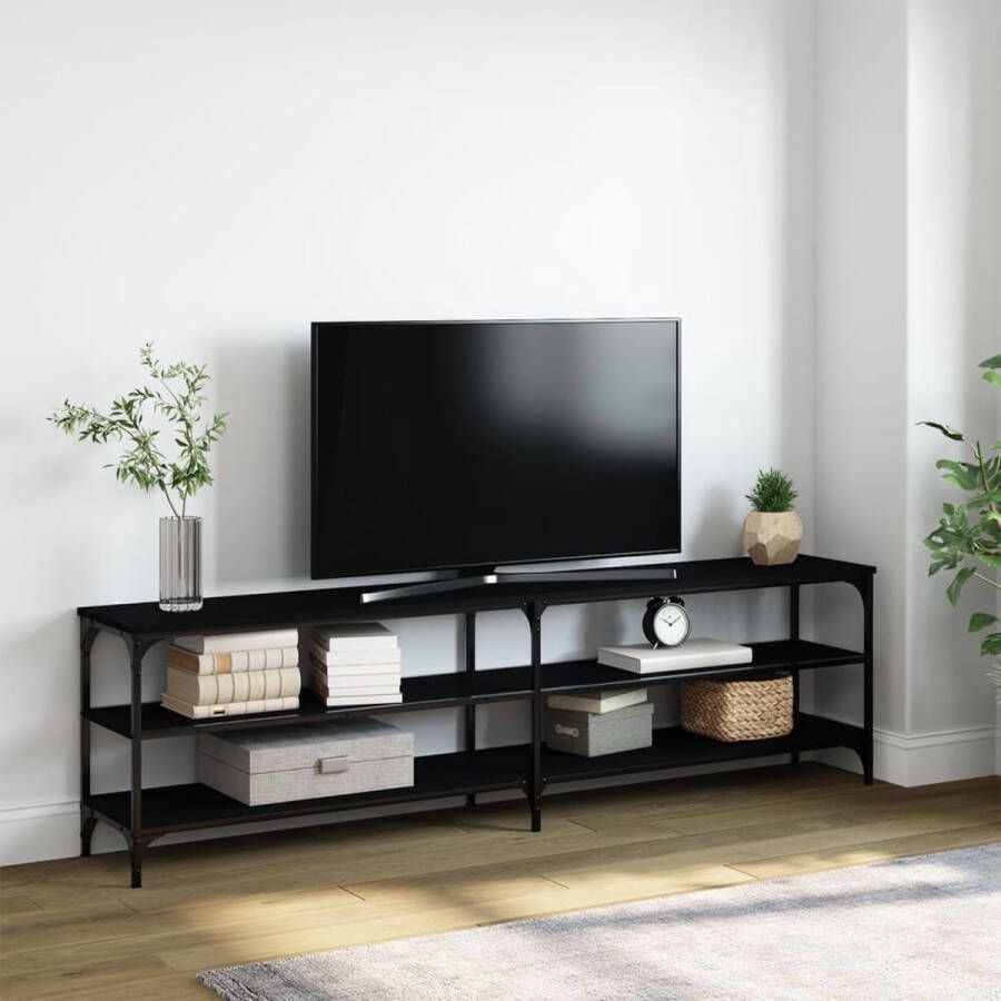 VidaXL -Tv-meubel-180x30x50-cm-bewerkt-hout-metaal-zwart - Foto 4