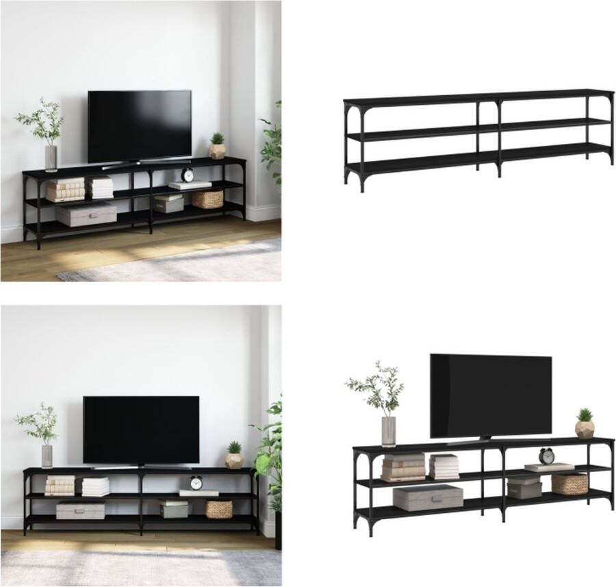 vidaXL Tv-meubel 180x30x50 cm bewerkt hout metaal zwart Tv Meubel Tv Meubels Tv Wandmeubel Tv Tafel