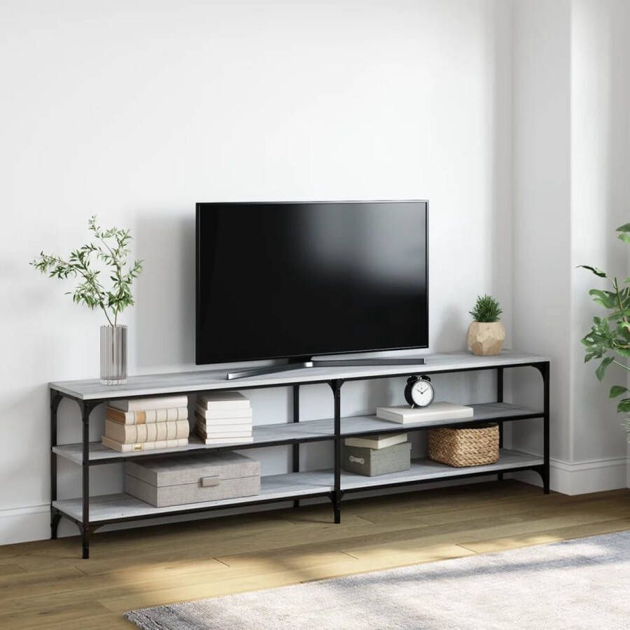 VidaXL Tv meubel 180x30x50 cm grijs spaanplaat en metaal