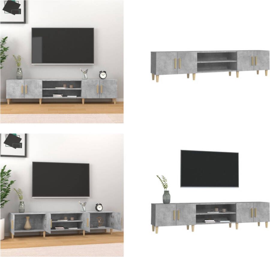 VidaXL Tv-meubel 180x31-5x40 cm bewerkt hout betongrijs Tv-kast Tv-kasten Tv-meubel Hifi-meubel