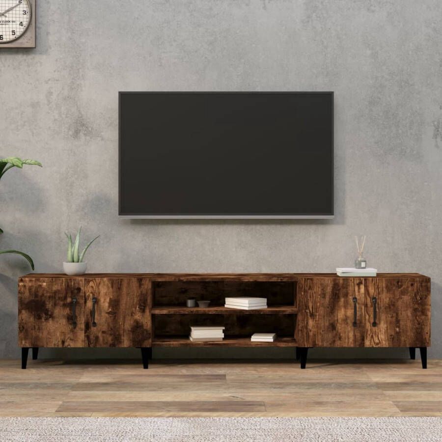 VIDAXL Tv-meubel 180x31 5x40 cm bewerkt hout gerookt eikenkleurig - Foto 2