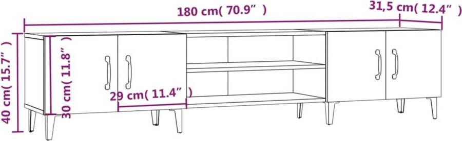 VidaXL -Tv-meubel-180x31 5x40-cm-bewerkt-hout-hoogglans-wit - Foto 2