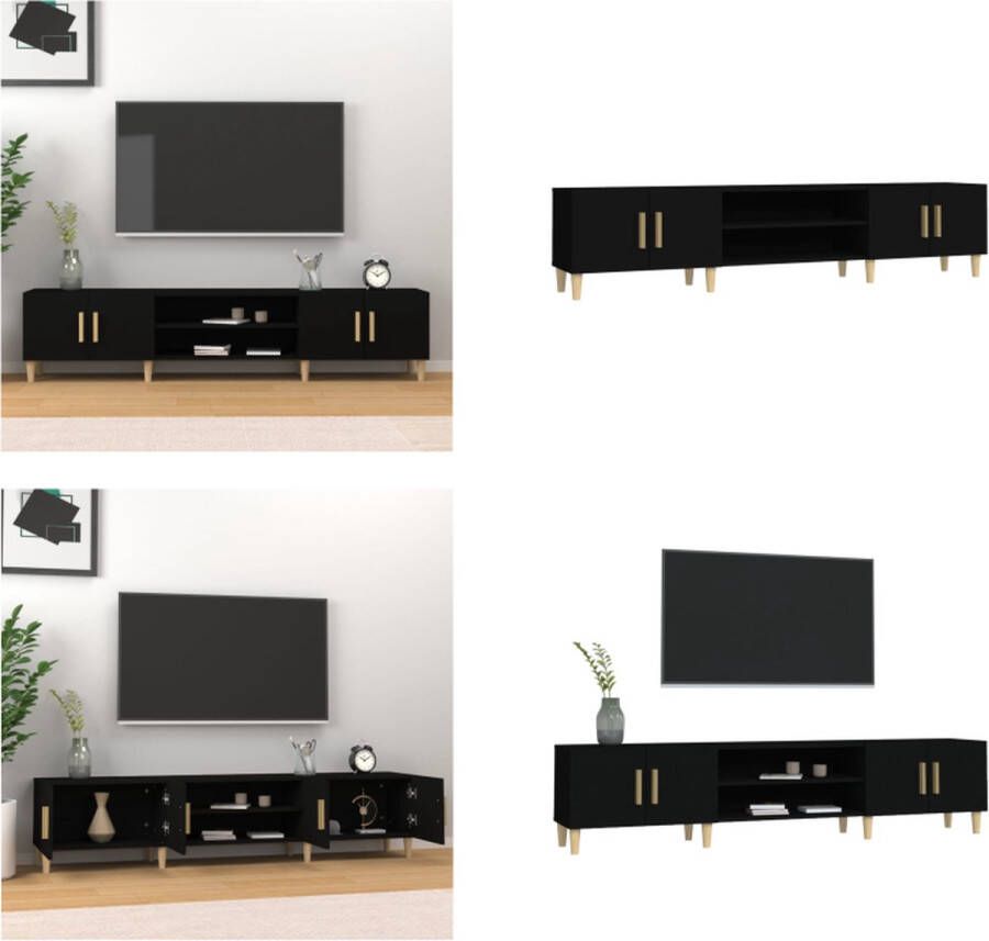 VidaXL Tv-meubel 180x31-5x40 cm bewerkt hout zwart Tv-kast Tv-kasten Tv-meubel Hifi-meubel