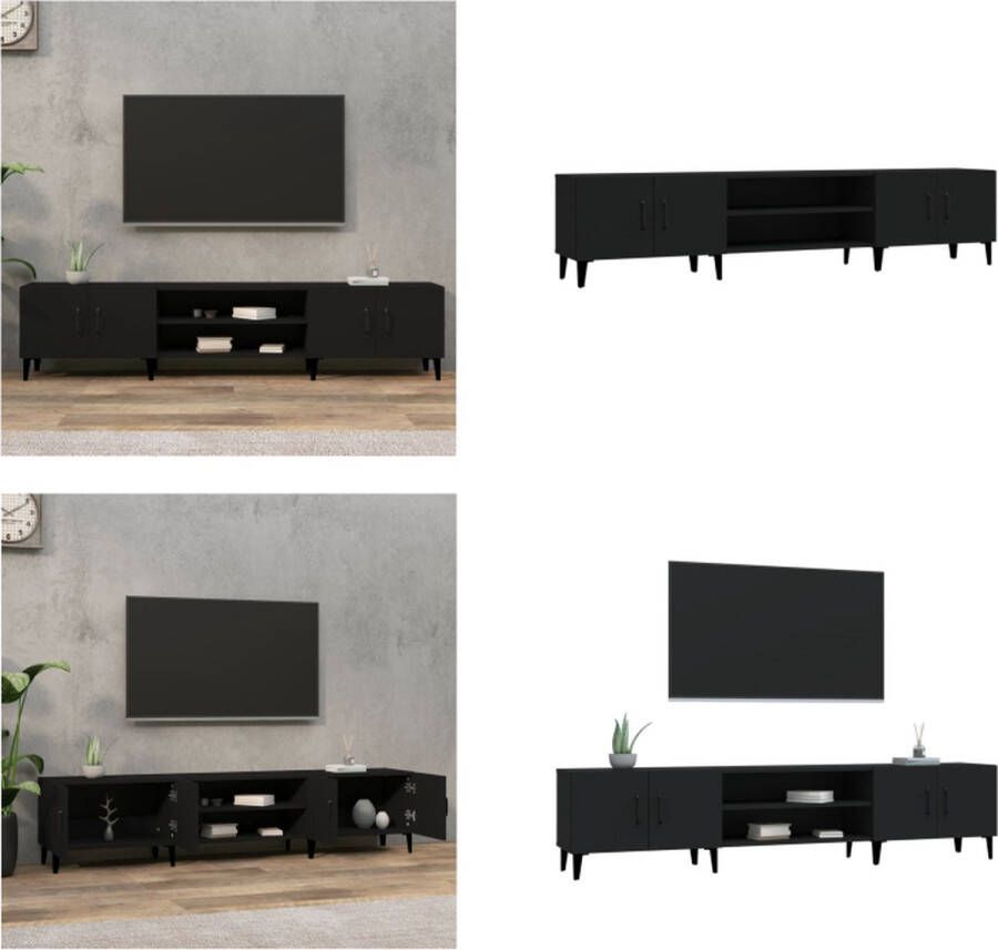 VidaXL Tv-meubel 180x31-5x40 cm bewerkt hout zwart Tv-kast Tv-kasten Tv-meubel Hifi-meubel