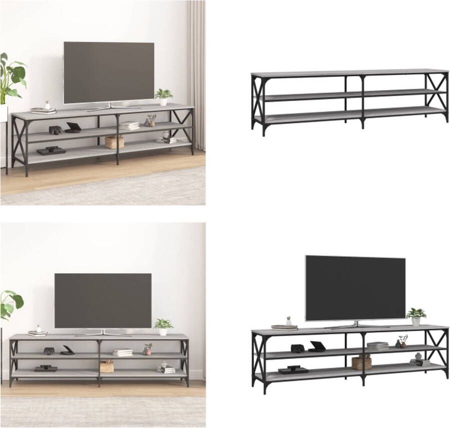 VidaXL Tv-meubel 180x40x50 cm bewerkt hout grijs sonoma eikenkleurig Tv-meubel Tv-meubelen Tv-standaard Televisiemeubel