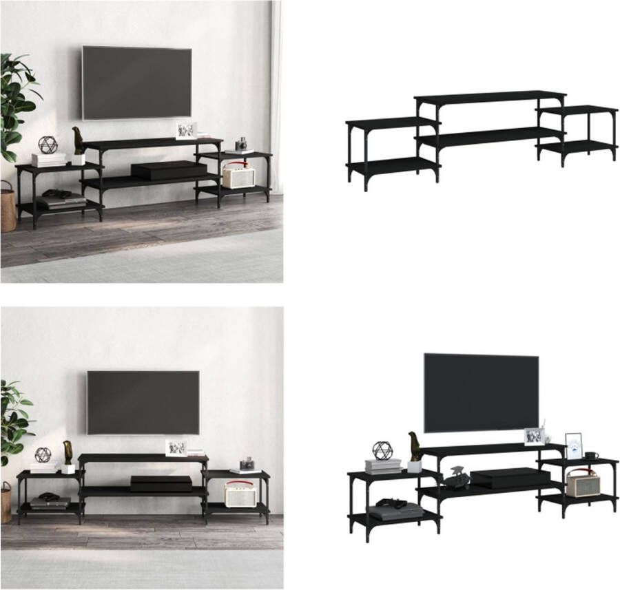 VidaXL Tv-meubel 197x35x52 cm bewerkt hout zwart Tv-kast Tv-kasten Tv-meubel Hifi-meubel