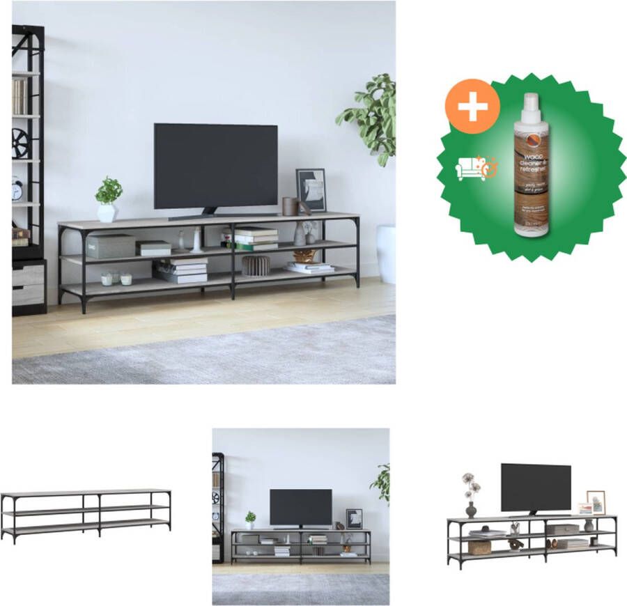 VidaXL Tv-meubel 200x30x50 cm bewerkt hout metaal grijs sonoma eiken Kast Inclusief Houtreiniger en verfrisser