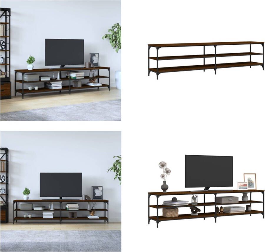 VidaXL Tv-meubel 200x30x50 cm bewerkt hout metaal bruineikenkleurig Tv Meubel Tv Meubels Tv Wandmeubel Tv Tafel