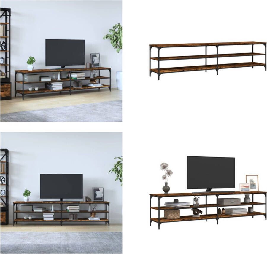 VidaXL Tv-meubel 200x30x50 cm bewerkt hout metaal gerookt eikenkleurig Tv Meubel Tv Meubels Tv Wandmeubel Tv Tafel