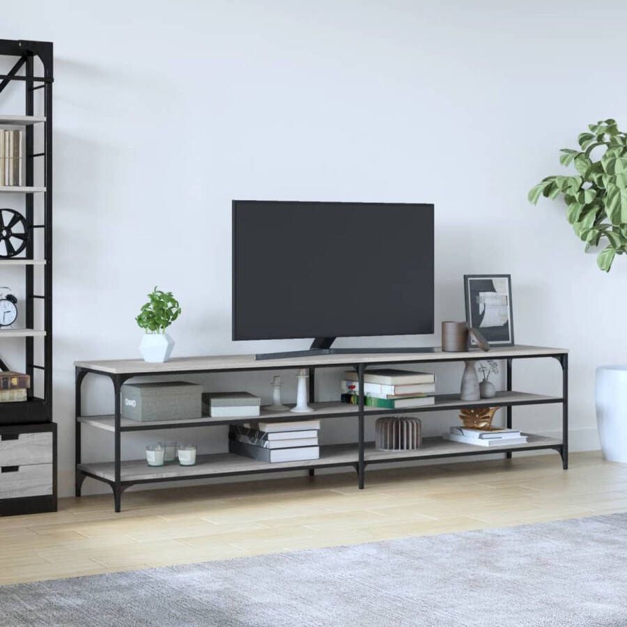 VidaXL -Tv-meubel-200x30x50-cm-bewerkt-hout-metaal-grijs-sonoma-eiken - Foto 3