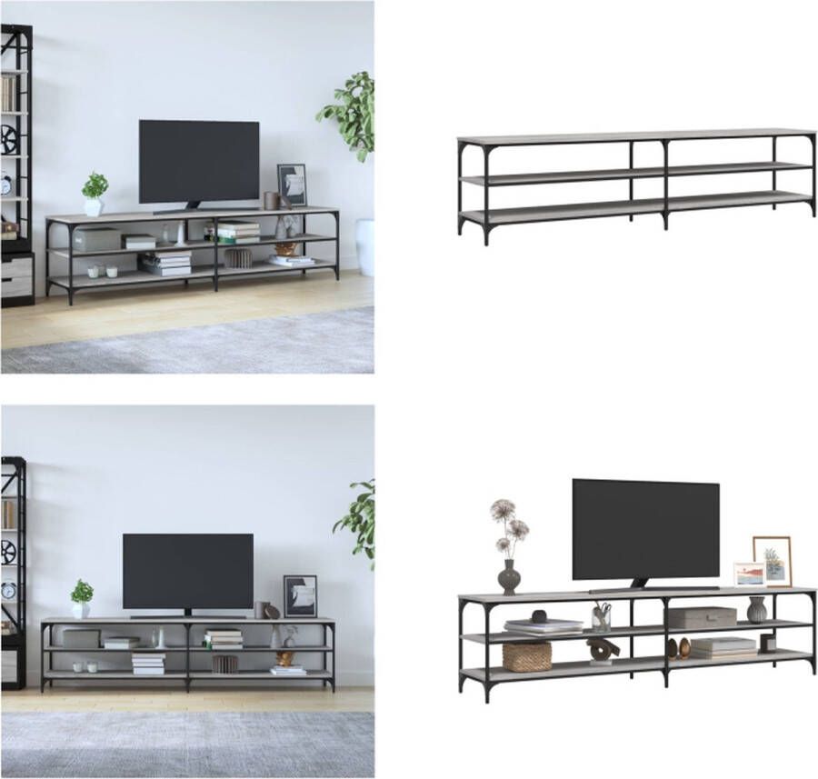 VidaXL Tv-meubel 200x30x50 cm bewerkt hout metaal grijs sonoma eiken Tv Meubel Tv Meubels Tv Wandmeubel Tv Tafel