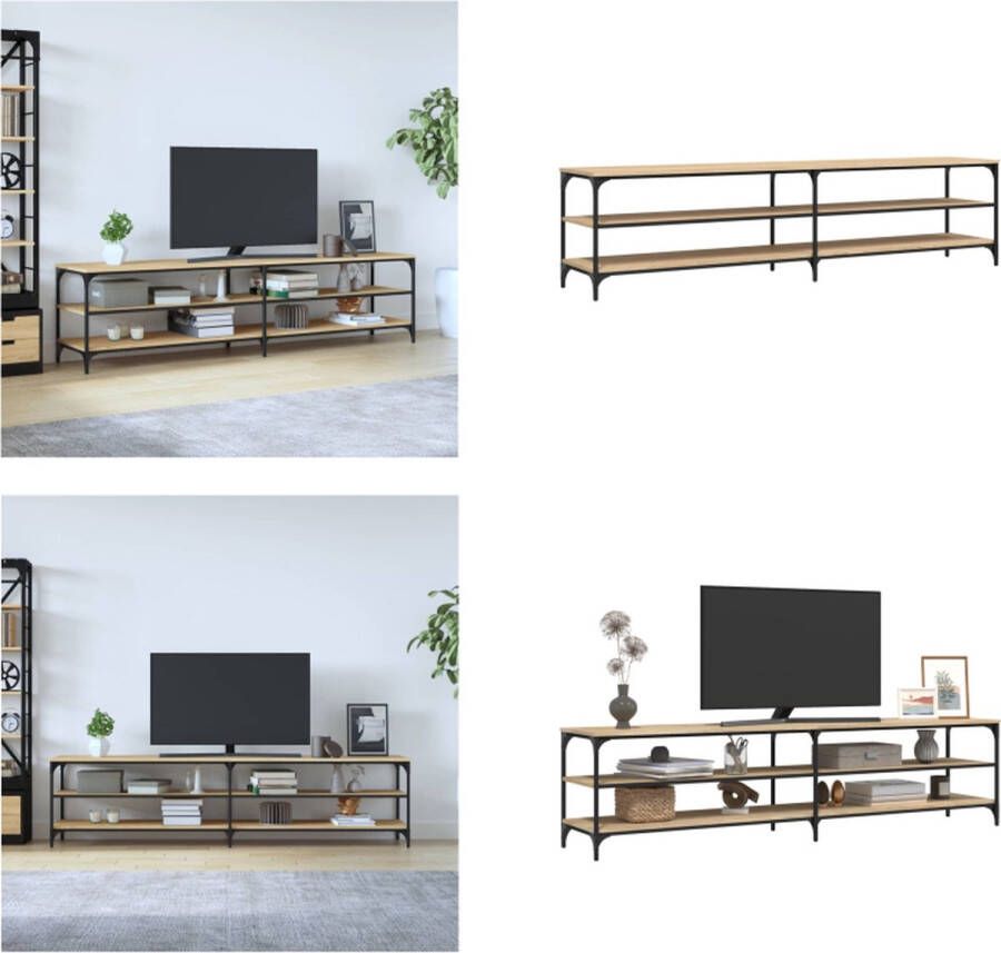 vidaXL Tv-meubel 200x30x50 cm bewerkt hout metaal sonoma eikenkleurig Tv Meubel Tv Meubels Tv Wandmeubel Tv Tafel