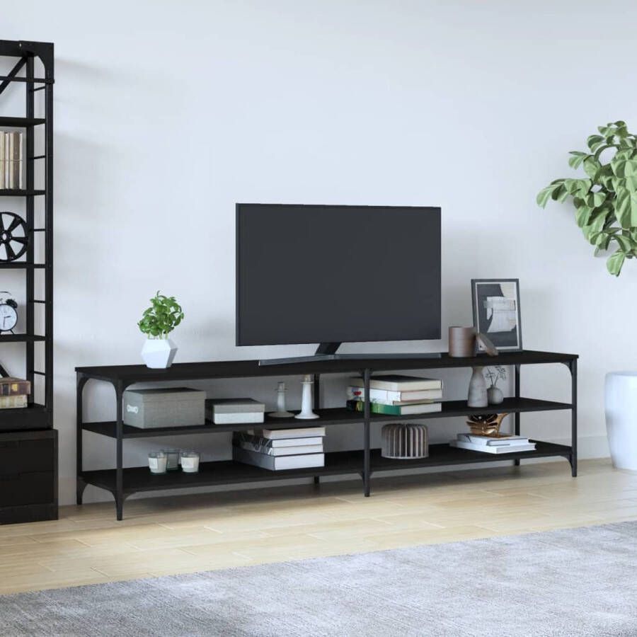VidaXL Tv meubel 200x30x50 cm zwart spaanplaat en metaal