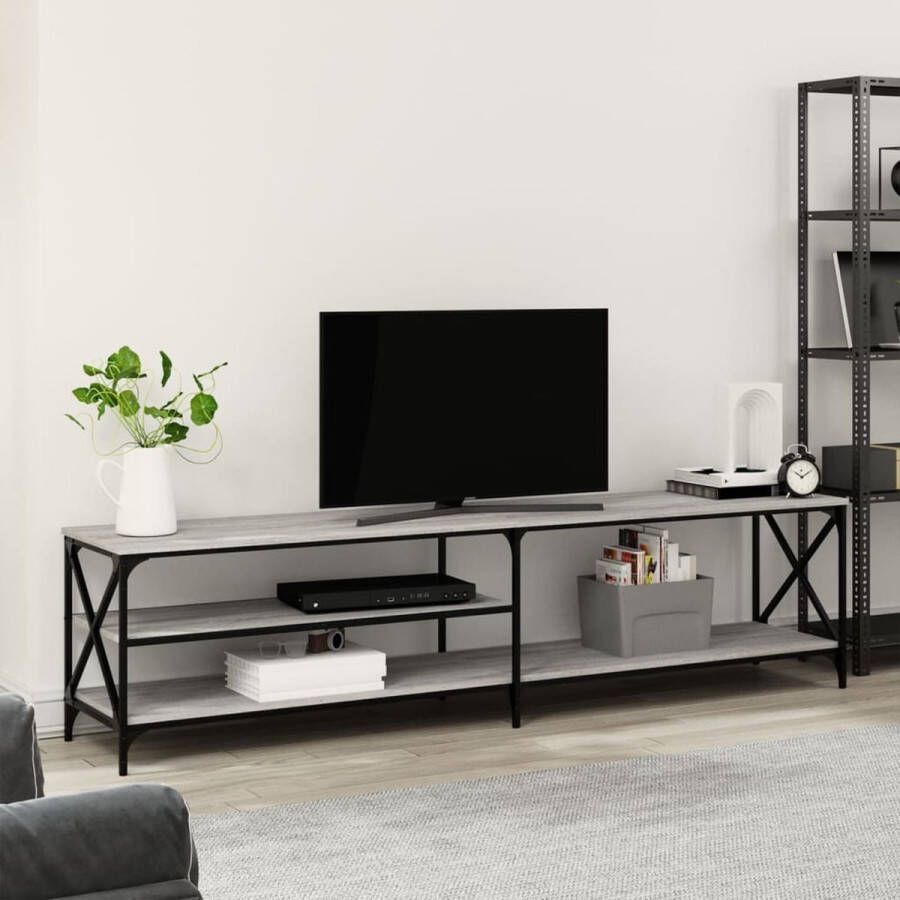 VidaXL Tv meubel 200x40x50 cm grijs spaanplaat en metaal