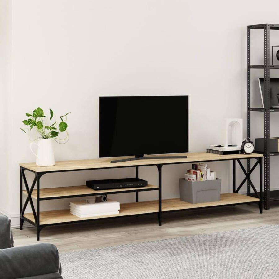 VidaXL Tv meubel 200x40x50 cm lichtbruin spaanplaat en metaal