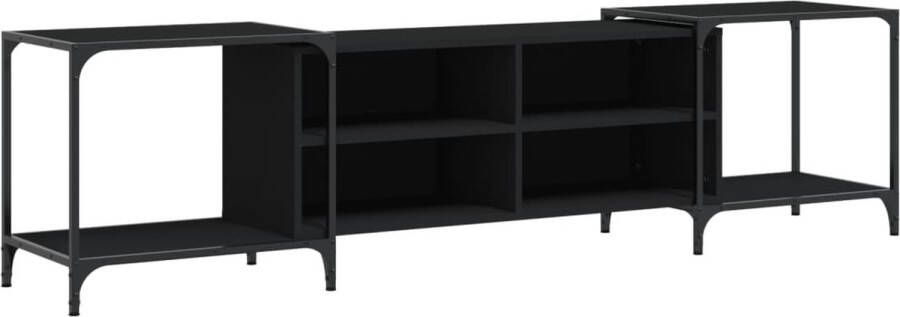 VidaXL Tv-meubel zwart 203x37x50 cm hout & metaal Tv Kast Tv Meubel Salontafel Bewerkthout Houten Tv Stand