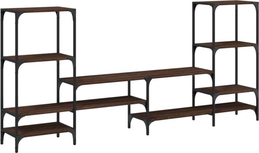 The Living Store Tv-meubel 206 5x28 5x95 cm bewerkt hout bruin eikenkleurig Tv-meubel Bruin Eiken Bewerkt Hout Tv Kast Salontafel - Foto 2
