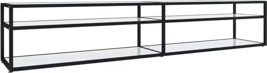 VIDAXL Tv-meubel 220x40x40 5 cm gehard glas witmarmerkleurig - Foto 2