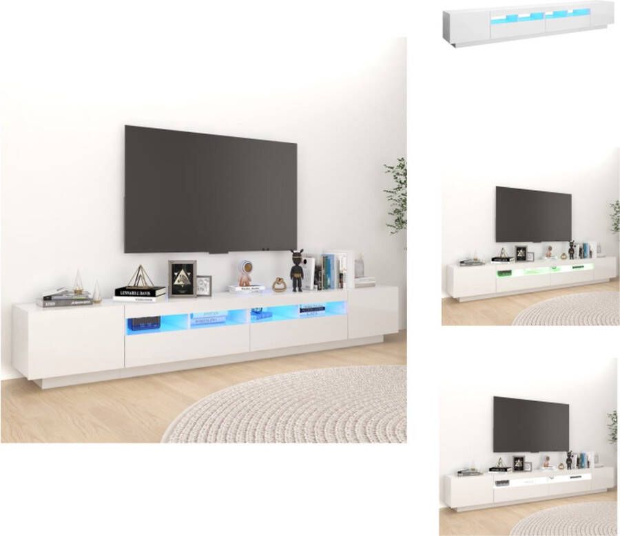 VidaXL TV-meubel 260 x 35 x 40 cm Hoogglans wit Met RGB LED-verlichting Kast