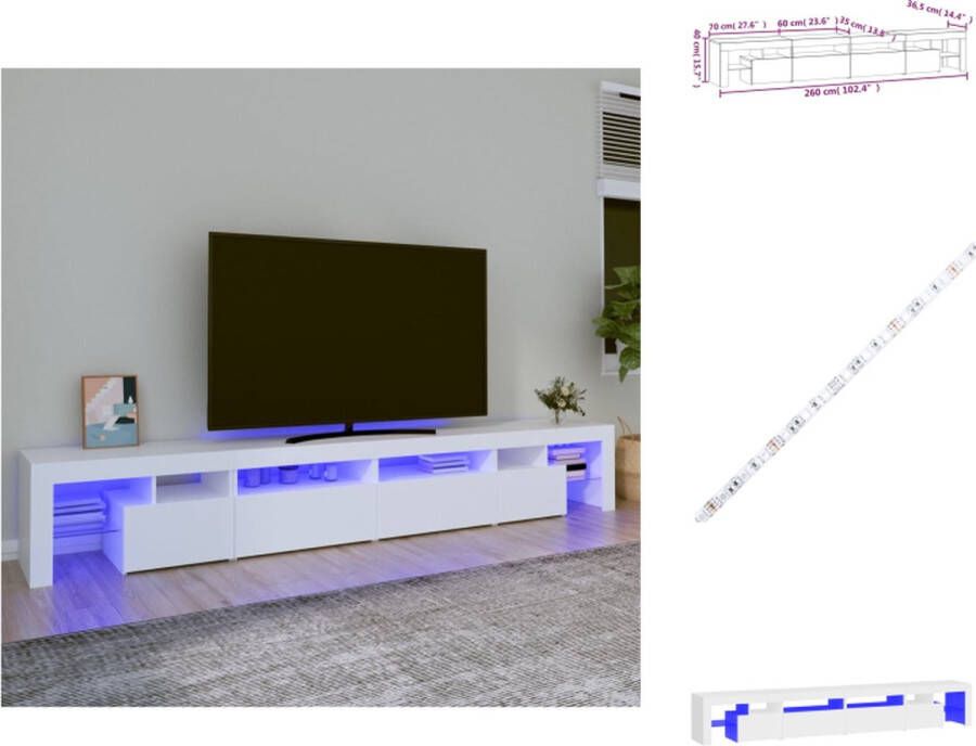 vidaXL Tv-meubel 260 x 36.5 x 40 cm RGB LED-verlichting Kast