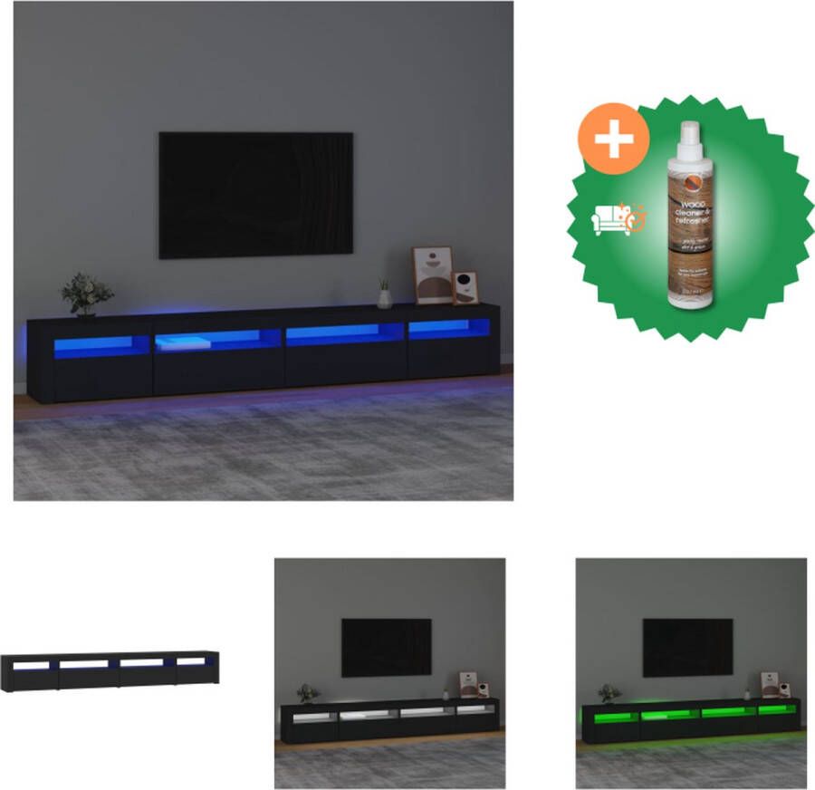 VidaXL tv-meubel 270x35x40 cm Met RGB LED-verlichting zwart bewerkt hout Kast Inclusief Houtreiniger en verfrisser