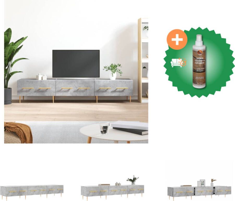VidaXL TV-meubel 3 lades 150 x 36 x 30 cm Betongrijs Kast Inclusief Houtreiniger en verfrisser