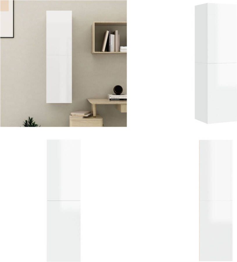VidaXL Tv-meubel 30 5x30x110 cm bewerkt hout hoogglans wit Tv-kast Tv-kasten Televisiekast Televisiekasten