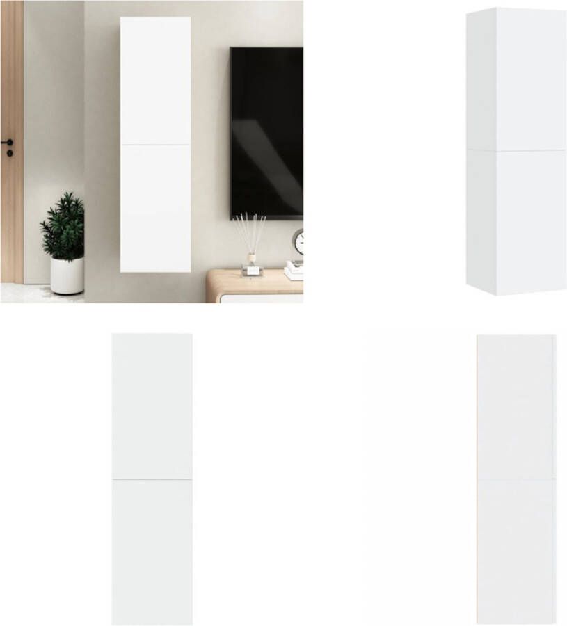 VidaXL Tv-meubel 30 5x30x110 cm bewerkt hout wit Tv-kast Tv-kasten Televisiekast Televisiekasten