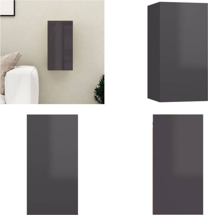 VidaXL Tv-meubel 30-5x30x60 cm spaanplaat hoogglans grijs Tv-kast Tv-kasten Televisiekast Televisiekasten