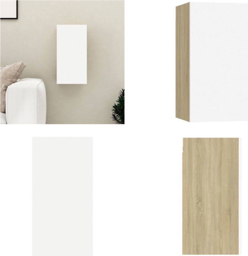 VidaXL Tv-meubel 30 5x30x60 cm bewerkt hout wit en sonoma eikenkleurig Tv-kast Tv-kasten Televisiekast Televisiekasten