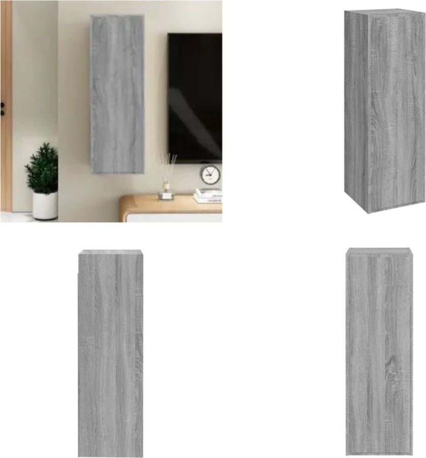 VidaXL Tv-meubel 30-5x30x90 cm bewerkt hout grijs sonoma eikenkleurig Tv-kast Tv-kasten Tv-meubel Met LED-verlichting