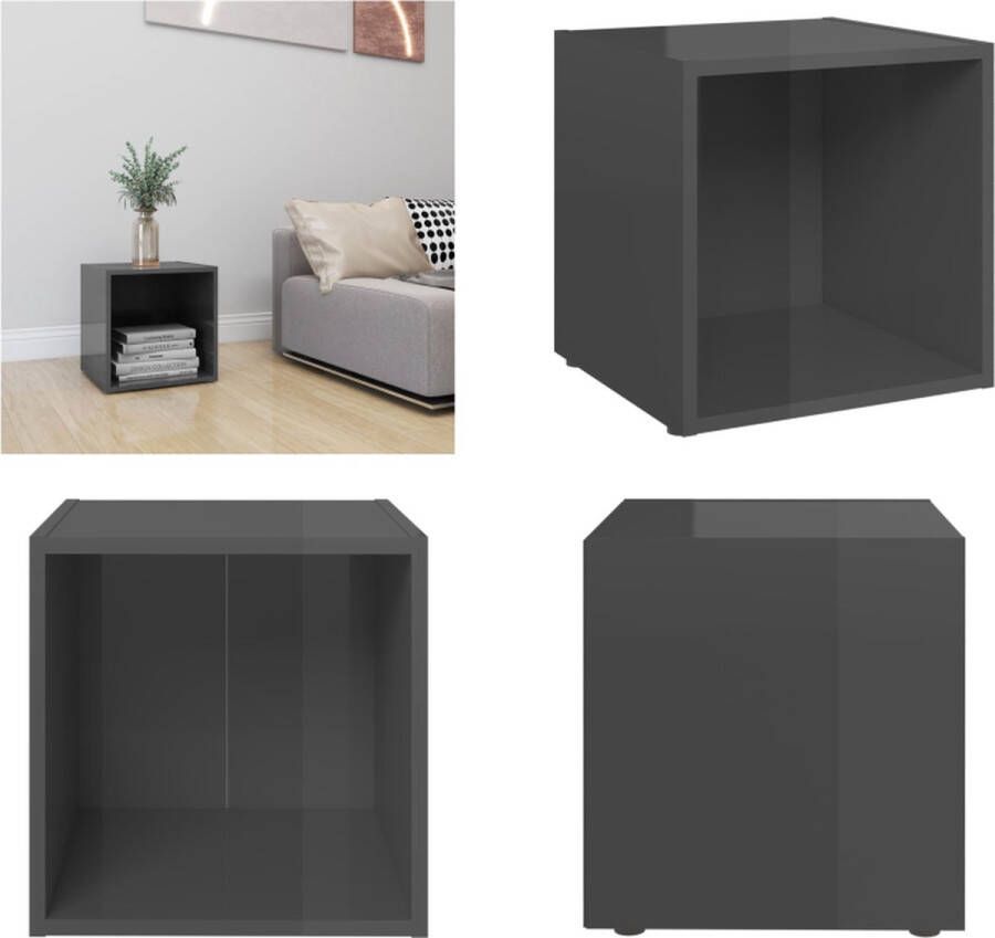 VidaXL Tv-meubel 37x35x37 cm bewerkt hout hoogglans grijs Tv-kast Tv-kasten Televisiekast Televisiekasten