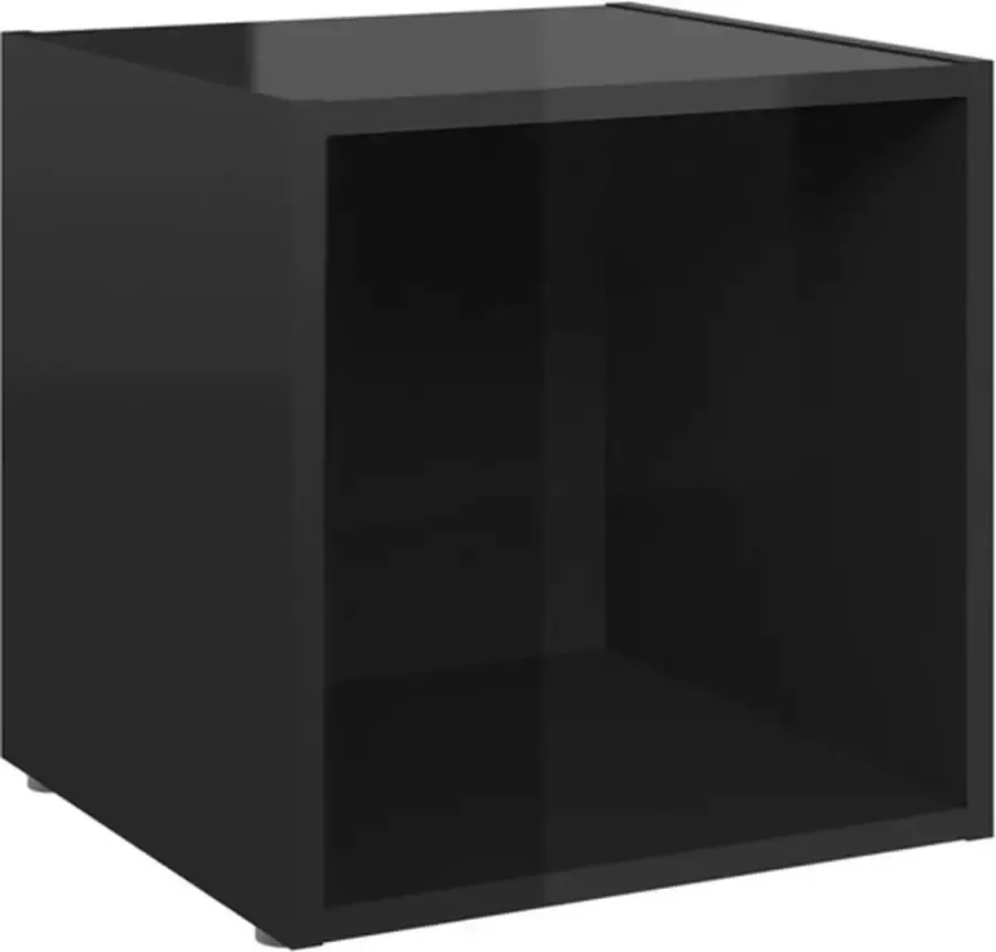 VidaXL -Tv-meubel-37x35x37-cm-spaanplaat-hoogglans-zwart - Foto 3