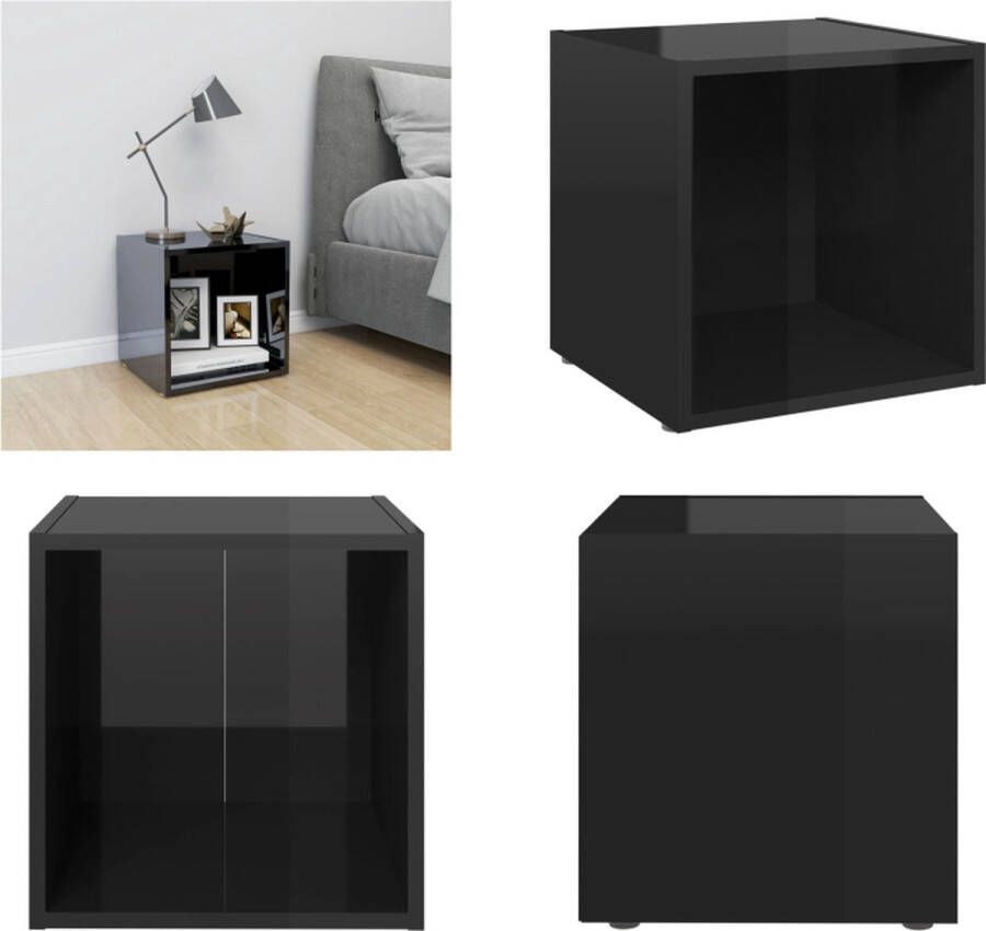 VidaXL Tv-meubel 37x35x37 cm spaanplaat hoogglans zwart Tv-kast Tv-kasten Televisiekast Televisiekasten