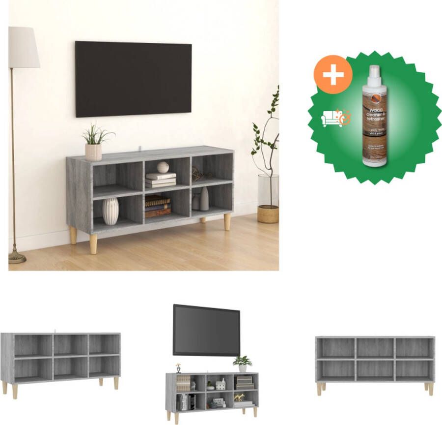 VidaXL Tv-meubel met houten poten 103-5x30x50 cm grijs sonoma eiken Kast Inclusief Houtreiniger en verfrisser