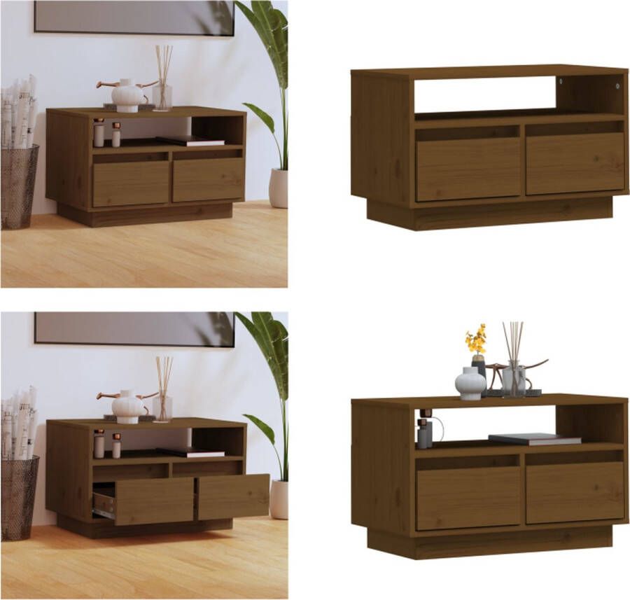VidaXL Tv-meubel 60x35x37 cm massief grenenhout honingbruin Tv-meubel Tv-meubelen Opbergkast Televisiekast